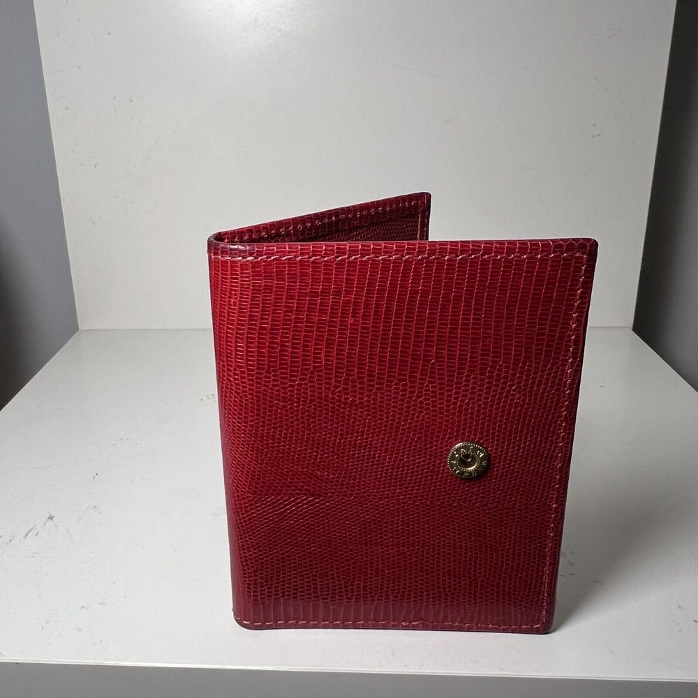 Vintage BOSCA Wallet credit‎ card holder black and red leather